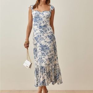 Reformation Nikita dress blue and white size 4